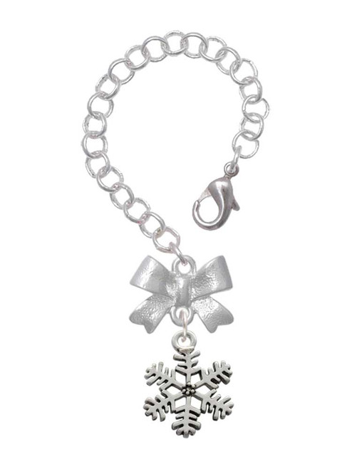 Silver Plated Snowflake - Bow Charm Accessory for Tumblers and Thermal Cups
