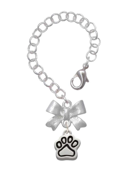 Silver Plated Small Paw - Bow Charm Accessory for Tumblers and Thermal Cups