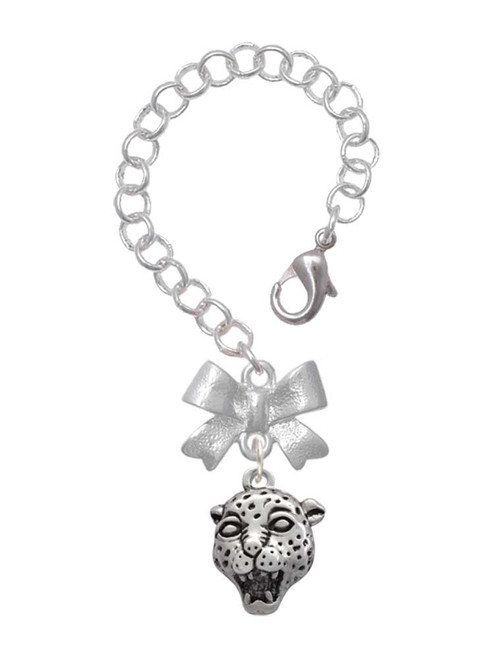 Silver Plated Small Jaguar - Mascot - Bow Charm Accessory for Tumblers and Thermal Cups