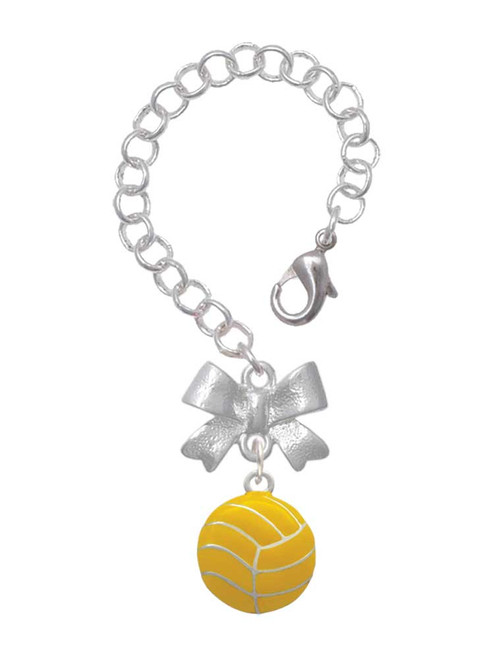 Silver Plated Large Water Polo Ball - Bow Charm Accessory for Tumblers and Thermal Cups