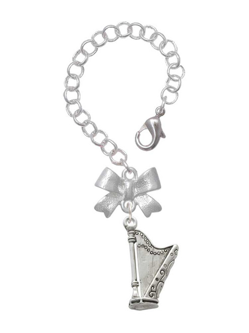 Silver Plated Harp - Bow Charm Accessory for Tumblers and Thermal Cups