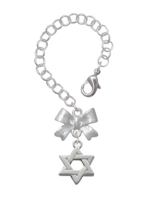 Silver Plated Star Of David - Bow Charm Accessory for Tumblers and Thermal Cups
