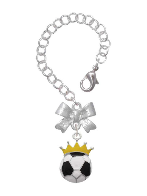 Silver Plated Soccer ball - Crown - Bow Charm Accessory for Tumblers and Thermal Cups