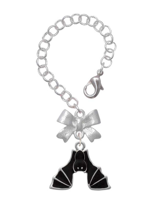 Silver Plated Hanging Bat - Bow Charm Accessory for Tumblers and Thermal Cups