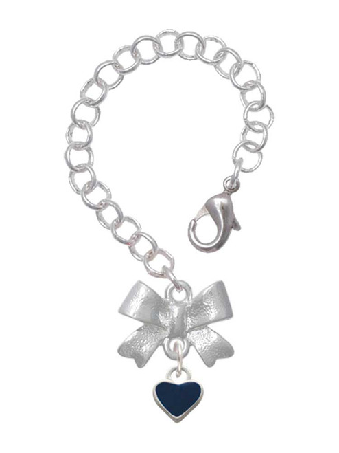 Silver Plated Mini Two Sided Blue Heart - Bow Charm Accessory for Tumblers and Thermal Cups