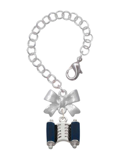 Silver Plated Blue Torah Scroll - Bow Charm Accessory for Tumblers and Thermal Cups