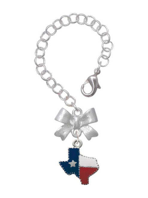 Silver Plated Texas with Rope Border - Bow Charm Accessory for Tumblers and Thermal Cups