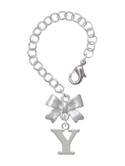Silver Plated Large Initial - Y - Bow Charm Accessory for Tumblers and Thermal Cups