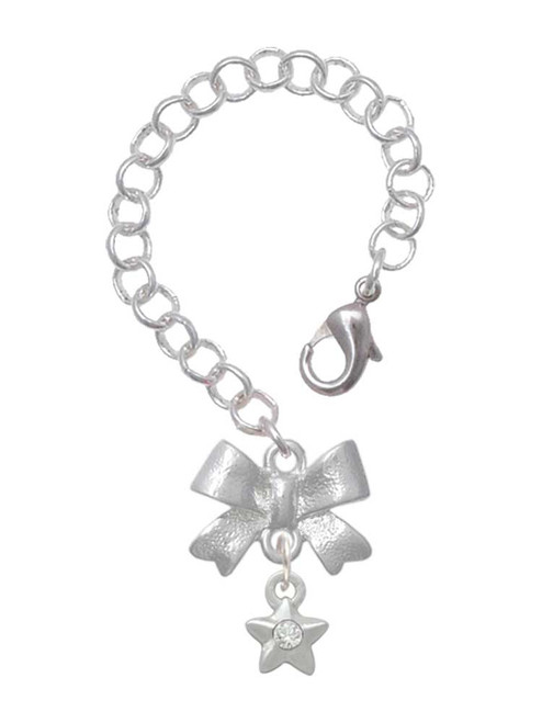 Silver Plated Mini Star with Clear Crystal - Bow Charm Accessory for Tumblers and Thermal Cups