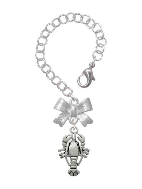 Silver Plated Antiqued Lobster - Bow Charm Accessory for Tumblers and Thermal Cups
