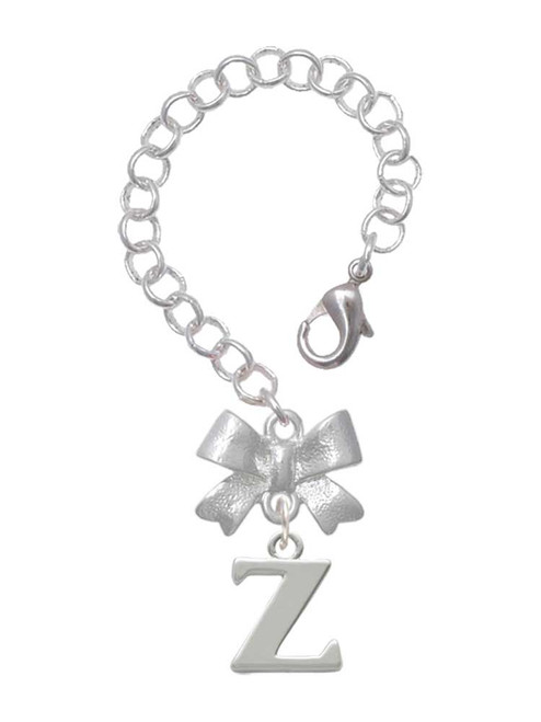 Silver Plated Large Initial - Z - Bow Charm Accessory for Tumblers and Thermal Cups