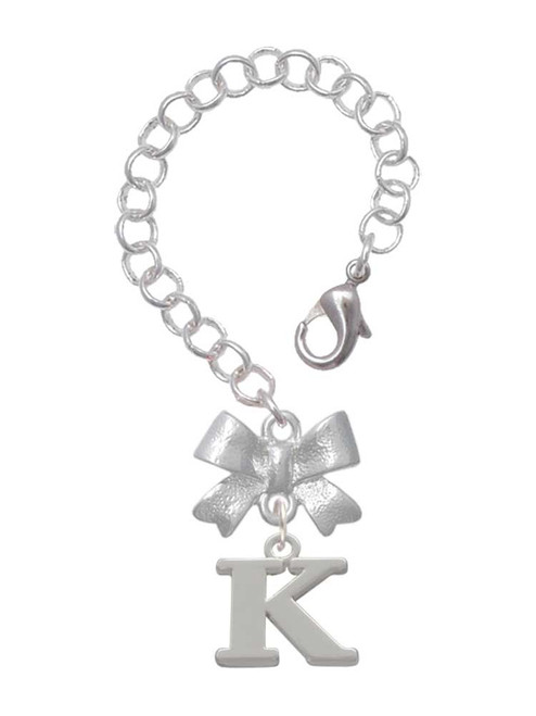 Silver Plated Large Initial - K - Bow Charm Accessory for Tumblers and Thermal Cups