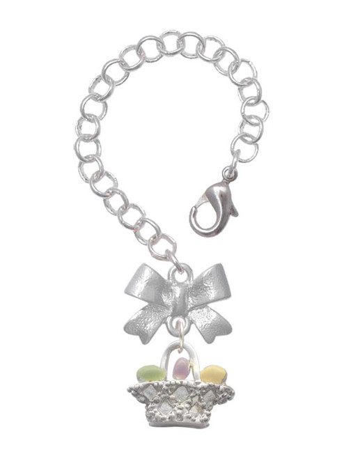 Silver Plated Easter Egg Basket - Bow Charm Accessory for Tumblers and Thermal Cups