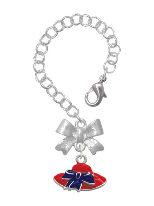 Silver Plated Red Hat With Purple Bow - Bow Charm Accessory for Tumblers and Thermal Cups