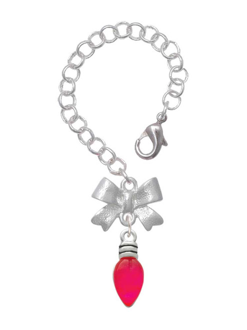Silver Plated Christmas Lights - Hot Pink Resin - Bow Charm Accessory for Tumblers and Thermal Cups