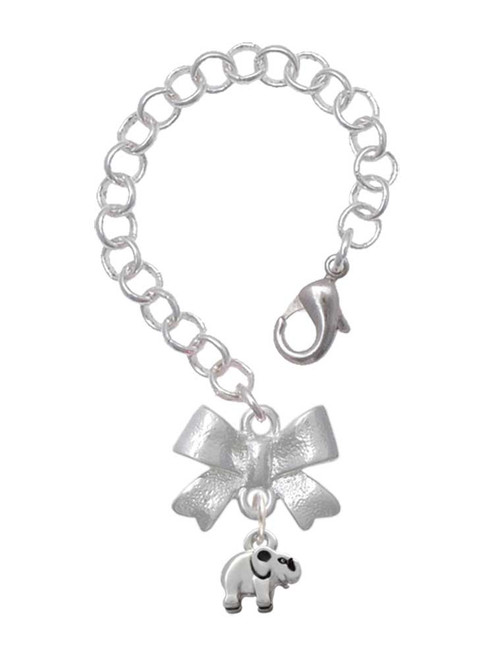 Silver Plated Mini Elephant - Bow Charm Accessory for Tumblers and Thermal Cups