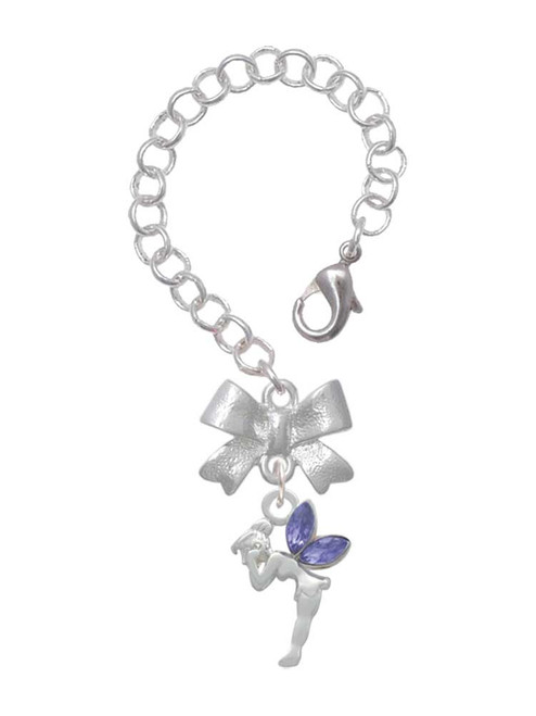 Silver Plated Small Fairy with Purple Wings - Bow Charm Accessory for Tumblers and Thermal Cups