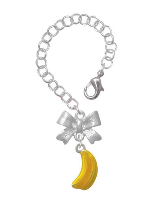 Silver Plated 3-D Yellow Enamel Bananas - Bow Charm Accessory for Tumblers and Thermal Cups