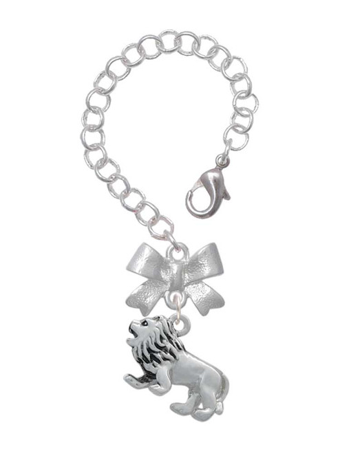 Silver Plated 3-D Lion - Bow Charm Accessory for Tumblers and Thermal Cups