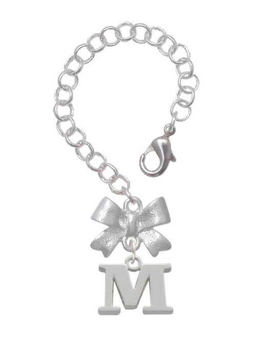 Silver Plated Large Initial - M - Bow Charm Accessory for Tumblers and Thermal Cups