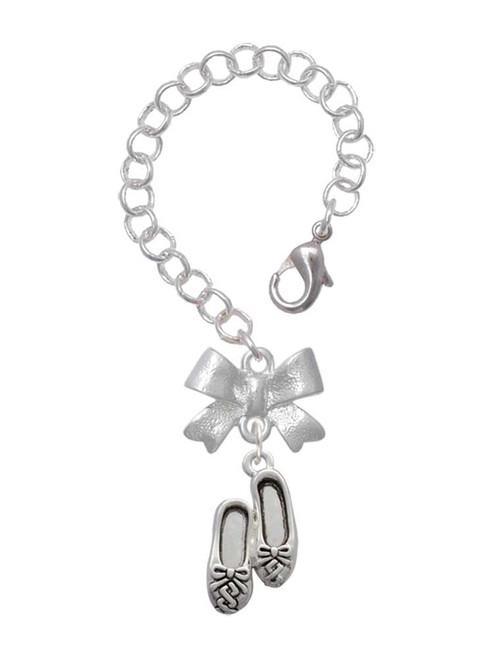Silver Plated Ballet Slippers - Bow Charm Accessory for Tumblers and Thermal Cups