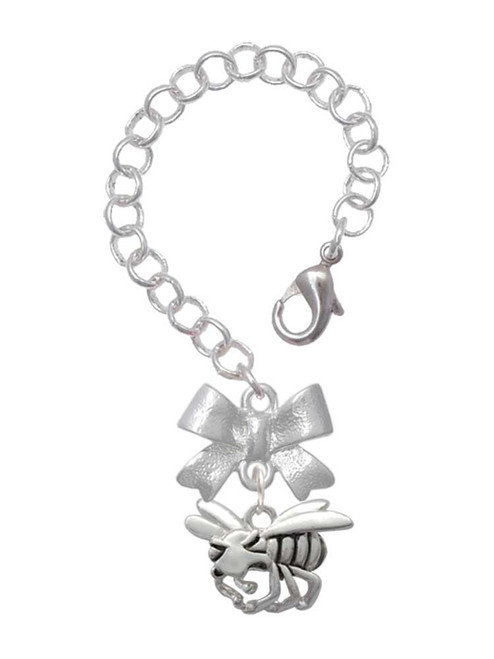 Silver Plated Large Yellow Jacket - Mascot - Bow Charm Accessory for Tumblers and Thermal Cups