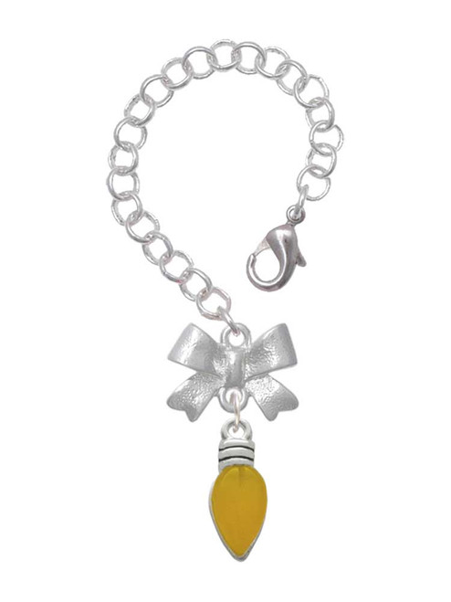 Silver Plated Christmas Lights - Hot Yellow Resin - Bow Charm Accessory for Tumblers and Thermal Cups