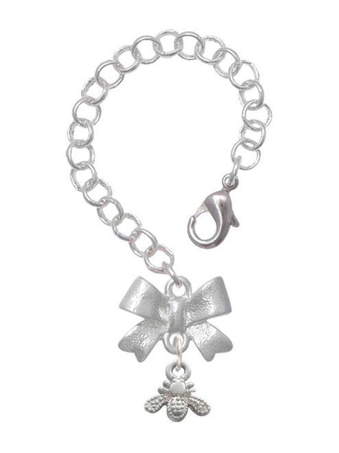 Silver Plated Mini Bee - Bow Charm Accessory for Tumblers and Thermal Cups