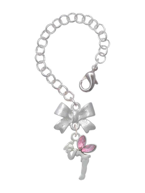 Silver Plated Small Fairy with Pink Wings - Bow Charm Accessory for Tumblers and Thermal Cups