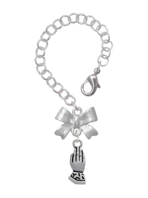 Silver Plated Praying Hands - Bow Charm Accessory for Tumblers and Thermal Cups
