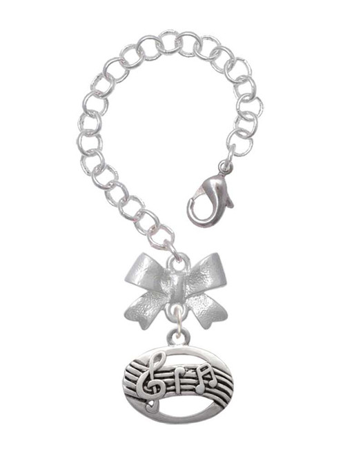 Silver Plated Oval with Music Notes - Bow Charm Accessory for Tumblers and Thermal Cups