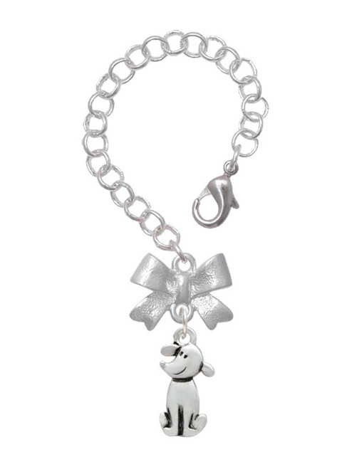 Silver Plated 2-D Dog - Bow Charm Accessory for Tumblers and Thermal Cups