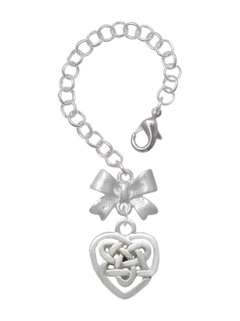 Silver Plated Small Celtic Heart Knot - Bow Charm Accessory for Tumblers and Thermal Cups