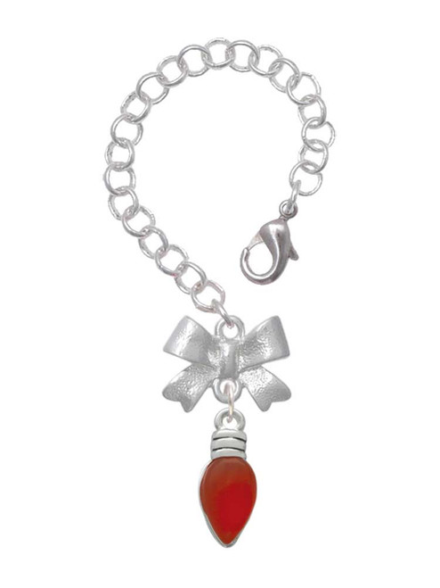 Silver Plated Christmas Lights - Red Resin - Bow Charm Accessory for Tumblers and Thermal Cups