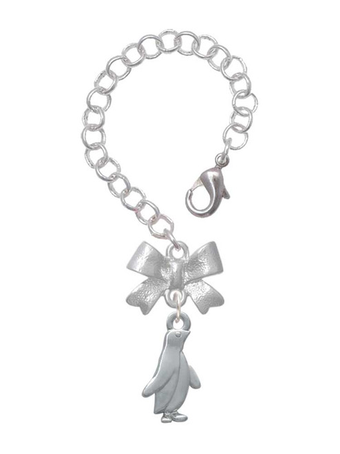 Silver Plated Penguin - Bow Charm Accessory for Tumblers and Thermal Cups