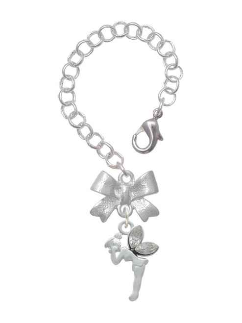 Silver Plated Small Fairy with Clear Wings - Bow Charm Accessory for Tumblers and Thermal Cups