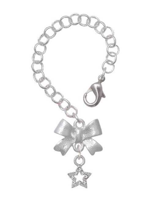 Silver Plated Mini Clear Crystal Star - Bow Charm Accessory for Tumblers and Thermal Cups