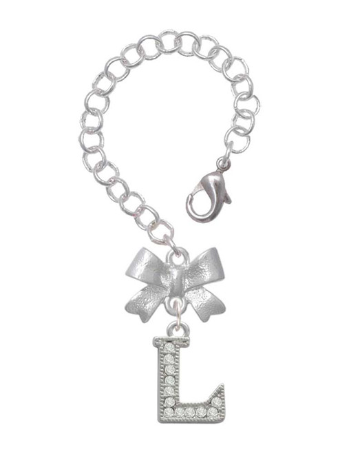 Silver Plated Crystal Initial - L - Bow Charm Accessory for Tumblers and Thermal Cups