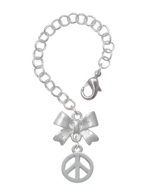 Silver Plated Peace Sign - Bow Charm Accessory for Tumblers and Thermal Cups