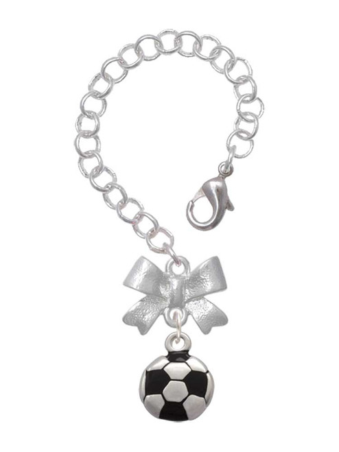 Silver Plated Soccer ball - Bow Charm Accessory for Tumblers and Thermal Cups
