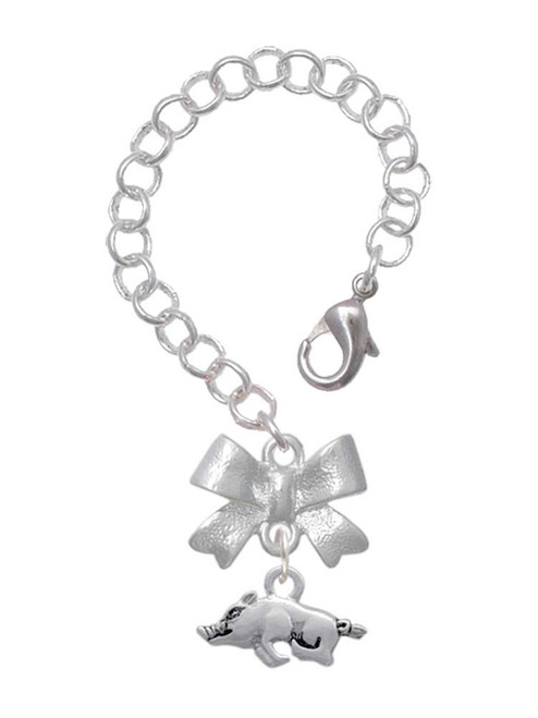 Silver Plated Antiqued Razorback - Bow Charm Accessory for Tumblers and Thermal Cups