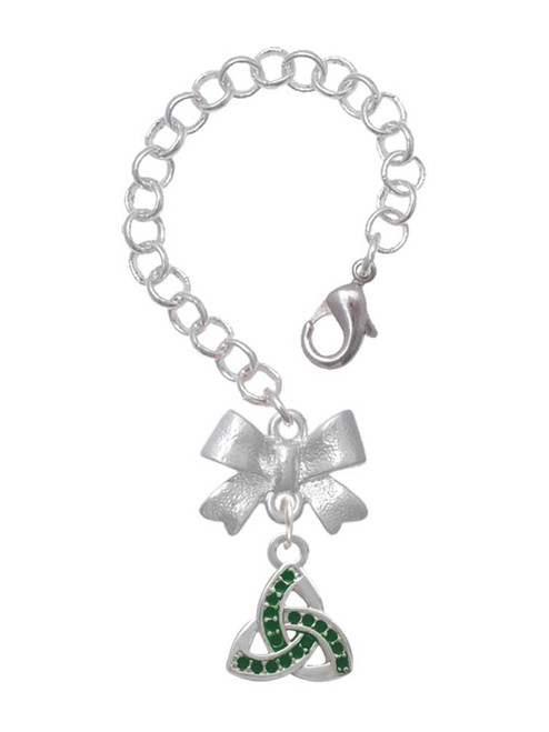Silver Plated Small 2-D Green Trinity Knot - Bow Charm Accessory for Tumblers and Thermal Cups