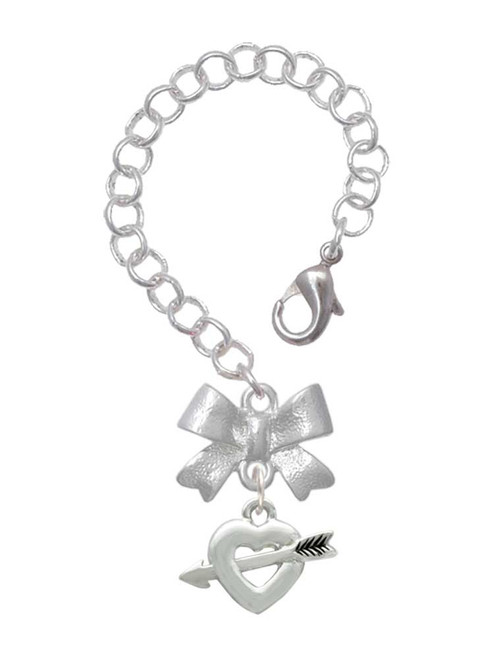 Silver Plated Heart with Arrow - Bow Charm Accessory for Tumblers and Thermal Cups