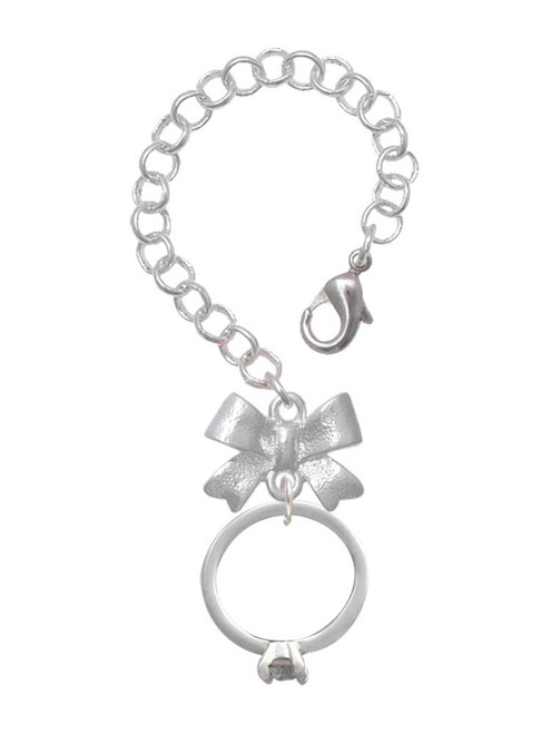 Silver Plated Ring with Crystal - Bow Charm Accessory for Tumblers and Thermal Cups