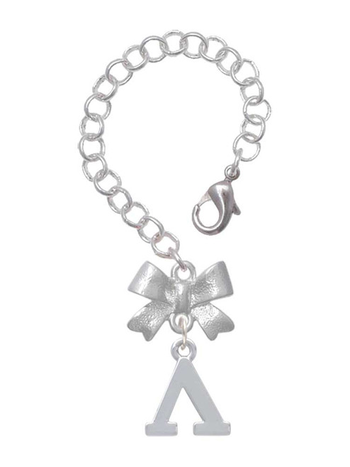 Silver Plated Large Greek Letter - Lambda - Bow Charm Accessory for Tumblers and Thermal Cups