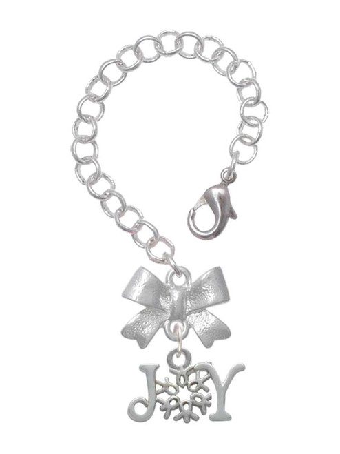 Silver Plated Joy with Snowflake - Bow Charm Accessory for Tumblers and Thermal Cups