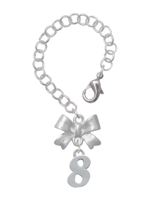 Silver Plated Number - 8 - Bow Charm Accessory for Tumblers and Thermal Cups