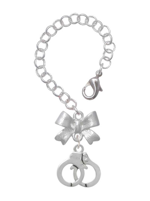 Silver Plated Handcuffs - Bow Charm Accessory for Tumblers and Thermal Cups