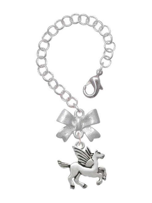 Silver Plated Medium Pegasus - Bow Charm Accessory for Tumblers and Thermal Cups
