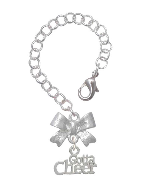 Silver Plated Gotta Cheer - Bow Charm Accessory for Tumblers and Thermal Cups